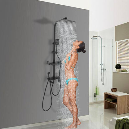 Badkraan – Badmengkraan – Douchekraan – Badthermostaat – Mengkraan – Wandmontage – Met Handdouche – Waterbesparende Stopknop – Krasbestendig Zwart Design