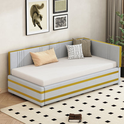 Slaapbank – Bedbank – Logeerbed – Sleeperbank – Zithoek – Gestoffeerd Velours – 90x200 cm – Lattenbodem - Grijs