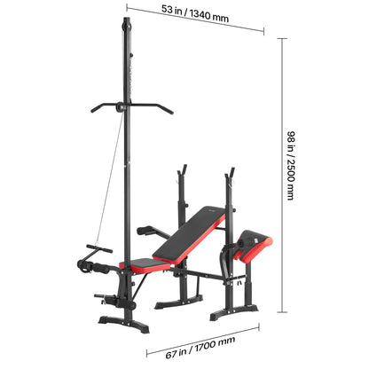 Fitnessbank – Gewichtbank – Trainingsbank – Krachtbank – Sit-up bank – Verstelbare Rugleuning – Industrieel Staal Met Antislipvoet – Comfortabele Foamkussens