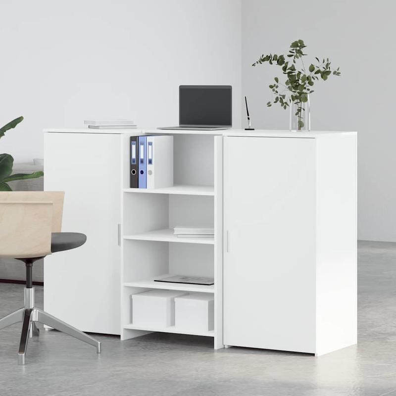 Balie – Receptiebalie – Werkplek – Ontvangstbalie – Balie Meubel – Wit – Modern – Opbergruimte – Ruim Werkblad 155x50 cm – Stevig Houten Design