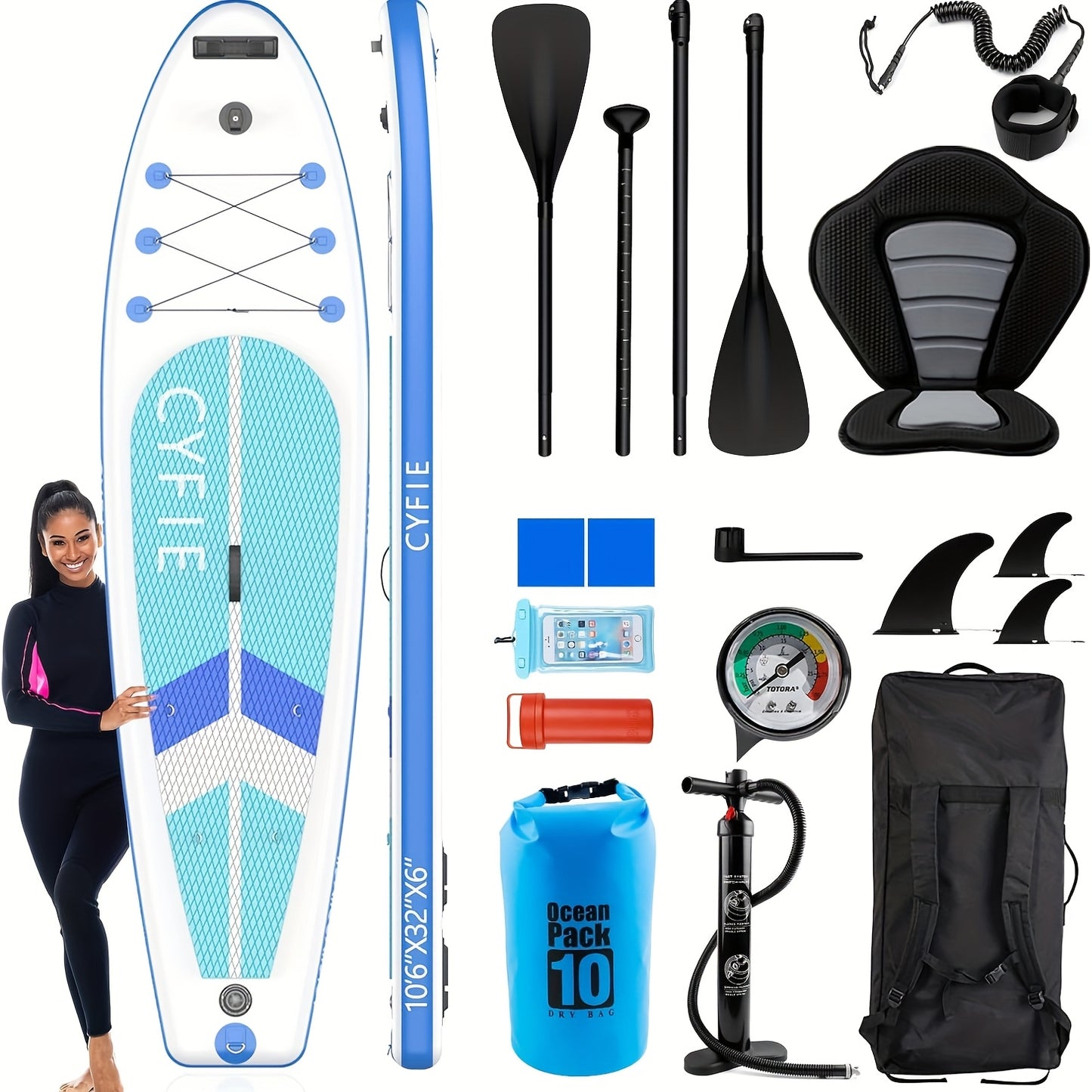 Paddleboard – SUP Board – Stand-Up Paddleboard – Opblaasbaar Board – Surfplank – Compleet Set – 320x81x15 cm – Slijtvast Rubber & EVA Deck – Max 160 kg Draagvermogen