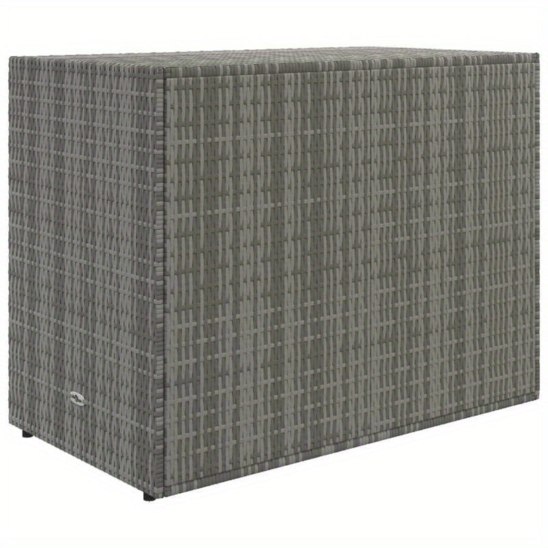 Large Storage Box with Lid - Heavy-Duty Poly Rattan, 99.06cmW x 54.61cmD x 80.01cmH, All-Weather Resistant Rectangular Organizer with Golden-Toned Hinges & Dark Brown/Gray Wicker Texture for Patio, Porch, Garage, Balcony - Mu