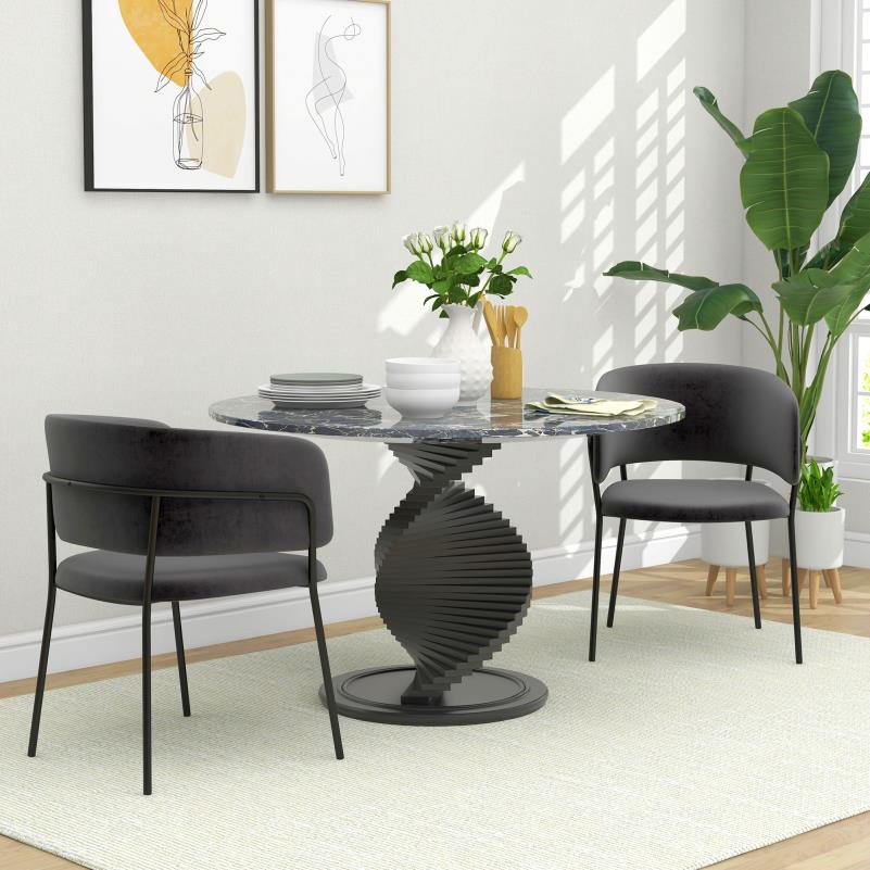 Velvet Eetkamerstoelen – Stoelen – Zitmeubels – Eetkamerstoelen Set – Keuken Stoelen – Comfortabele Rugleuning – Stevige Stalen Poten – Grijs – Compact 57x53x73 cm