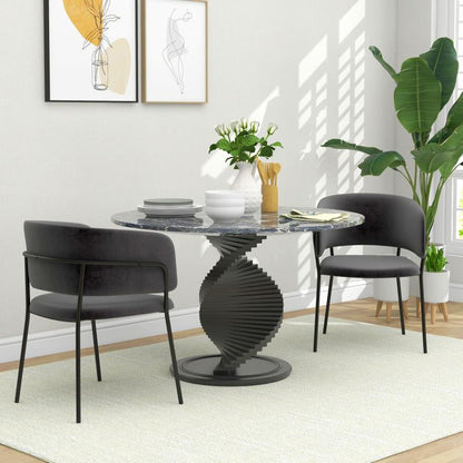 Velvet Eetkamerstoelen – Stoelen – Zitmeubels – Eetkamerstoelen Set – Keuken Stoelen – Comfortabele Rugleuning – Stevige Stalen Poten – Grijs – Compact 57x53x73 cm
