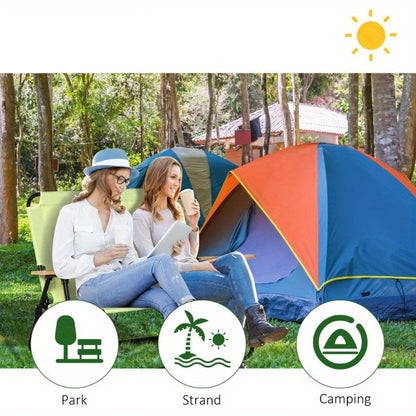 Tweepersoons Campingstoel – Draagbare Campingstoel – Compacte Campingstoel – Opvouwbare Stoel – Metalen Frame Tot 160 Kg – Ruim En Comfortabel