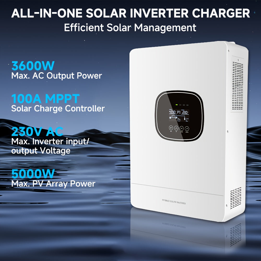 Zonne-Omvormer – Solar Inverter – Fotovoltaïsche Omvormer – UPS Voeding – 3600W Pure Sinus – 24V Batterij Compatibel – Ononderbroken Stroomvoorziening