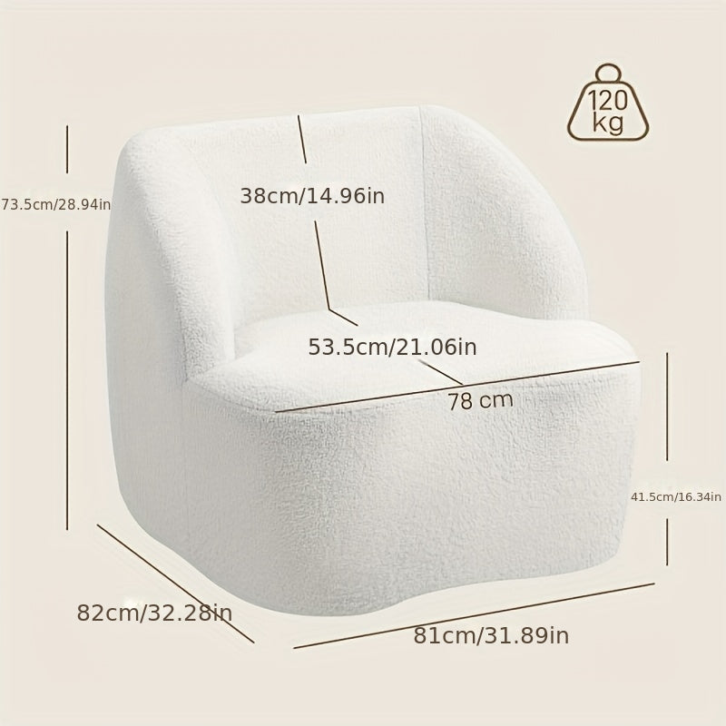 Eenpersoonsbank – Eenpersoonsbankje – Fauteuil – Loungechair – Zitshoek – Wit – Compact Formaat – Comfortabele Katoenen Kussens
