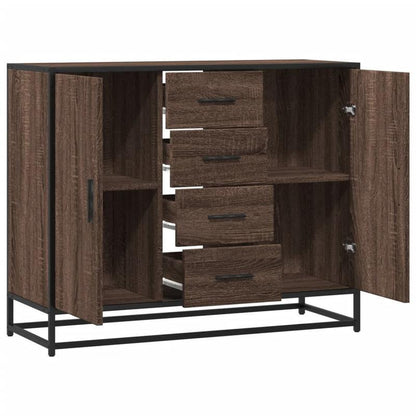 Modern Contemporary Sideboard Cabinet 92x35x76cm - Hardwood & Particle Board, 3 Drawers, 2 Doors, Removable Shelves, No Assembly Required, Floor-Standing Storage for Living Room, Bedroom, Office, Cabinet Storage, Bedroom Orga