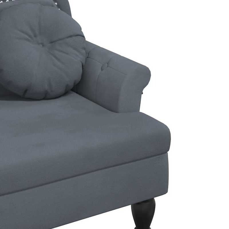 Multi-Persoons Bank – Zitelement – Sofa – Loveseat – Bankje – Donkergrijs Velvet – Hardhouten Frame – Comfortabele Kussens – 120,5x65x75 cm