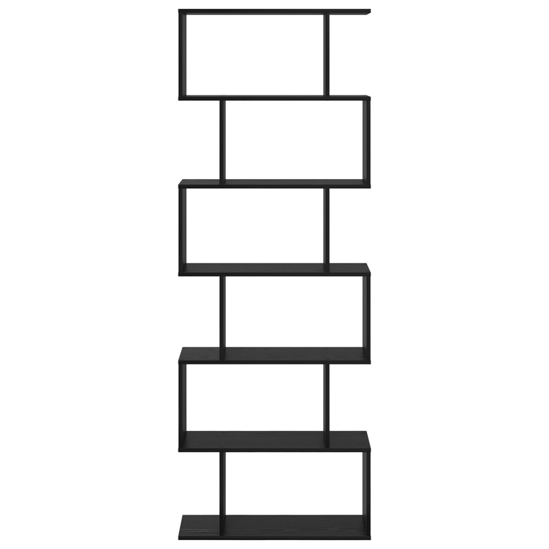 Boekenkast – Boekenplank – Opbergkast – Rek – Zwarte Houten Boekenkast Noir – 6 Ruime Planken – Ingebouwd Slot – Afmetingen 70x24x193,5 cm – Volledig Gemonteerd – Polypropyleen Achterwand