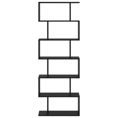 Boekenkast – Boekenplank – Opbergkast – Rek – Zwarte Houten Boekenkast Noir – 6 Ruime Planken – Ingebouwd Slot – Afmetingen 70x24x193,5 cm – Volledig Gemonteerd – Polypropyleen Achterwand