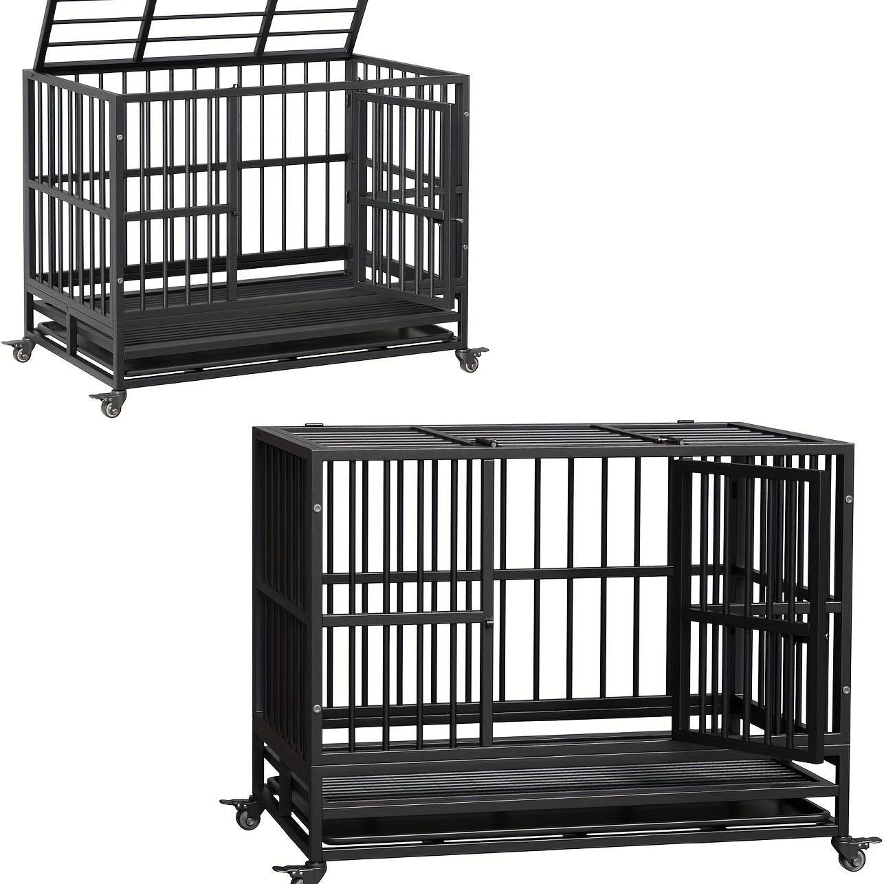 Hondenkooi – Hondenbench – Hondenkennel – Dierenkooi – Hondenhok – Met Wieltjes – Verstelbare Scheidingswand – 94x58x74 cm – Metaal – Geschikt Tot 30 kg