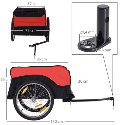 Fietskar – Fietsaanhanger – Boodschappentrailer – Cargo Fietskar – Kinderfietskar – Stevig Ijzeren Frame – Ruime Laadruimte Rood-Zwart