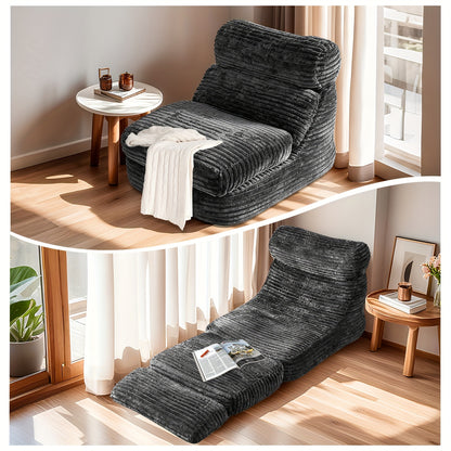 Oversized Zitzak – Zitzak Stoel – Zitzak Poef – Slaapstoel – Relaxfauteuil – Donkergrijs – Plush 3D-Vormgeving – Hoogwaardige Foamvulling