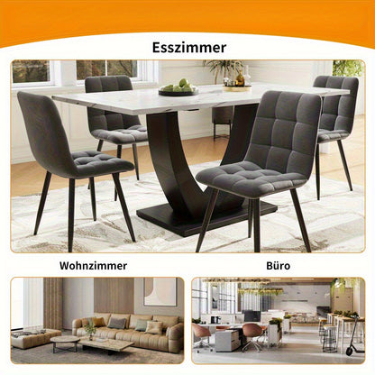 140 x 80cm Dining Table, Modern Kitchen Table, Metal Frame Rectangular Dining Table Modern Marble Pattern Kitchen Table with Adjustable Feet for Dining Room Living Room