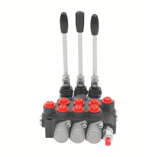 3P40 Multi way Directional Valve, Cast iron, Silvery+Black+Red, Pneumatic Control, Industrial Automation, Robust Construction, Durable Valve, Precision Engineering, Highquality Metal, Control Valve, Multidirectional Valve, Hy