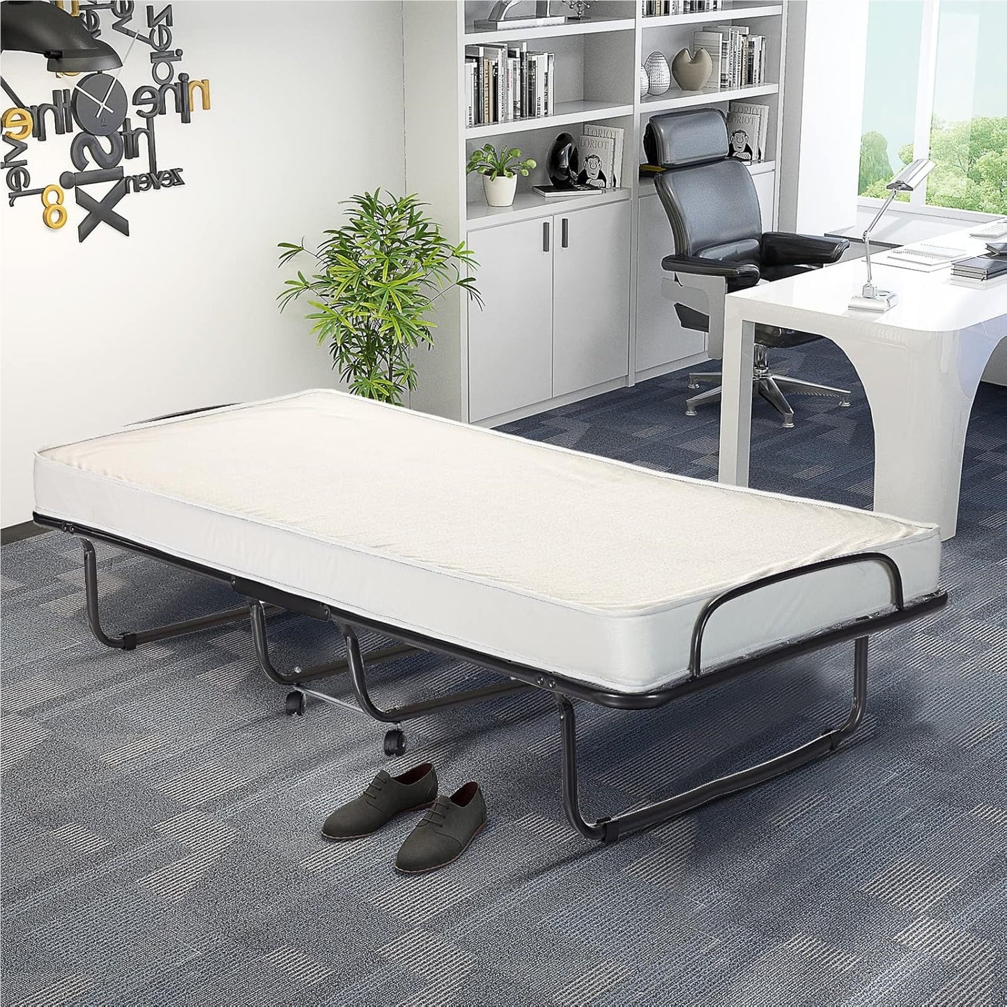 Opvouwbed – Logeerbed – Opklapbed – Eenpersoonsbed – Extra Bed – Traagschuim Matras 10 cm – Stalen Frame 120 kg Draagkracht