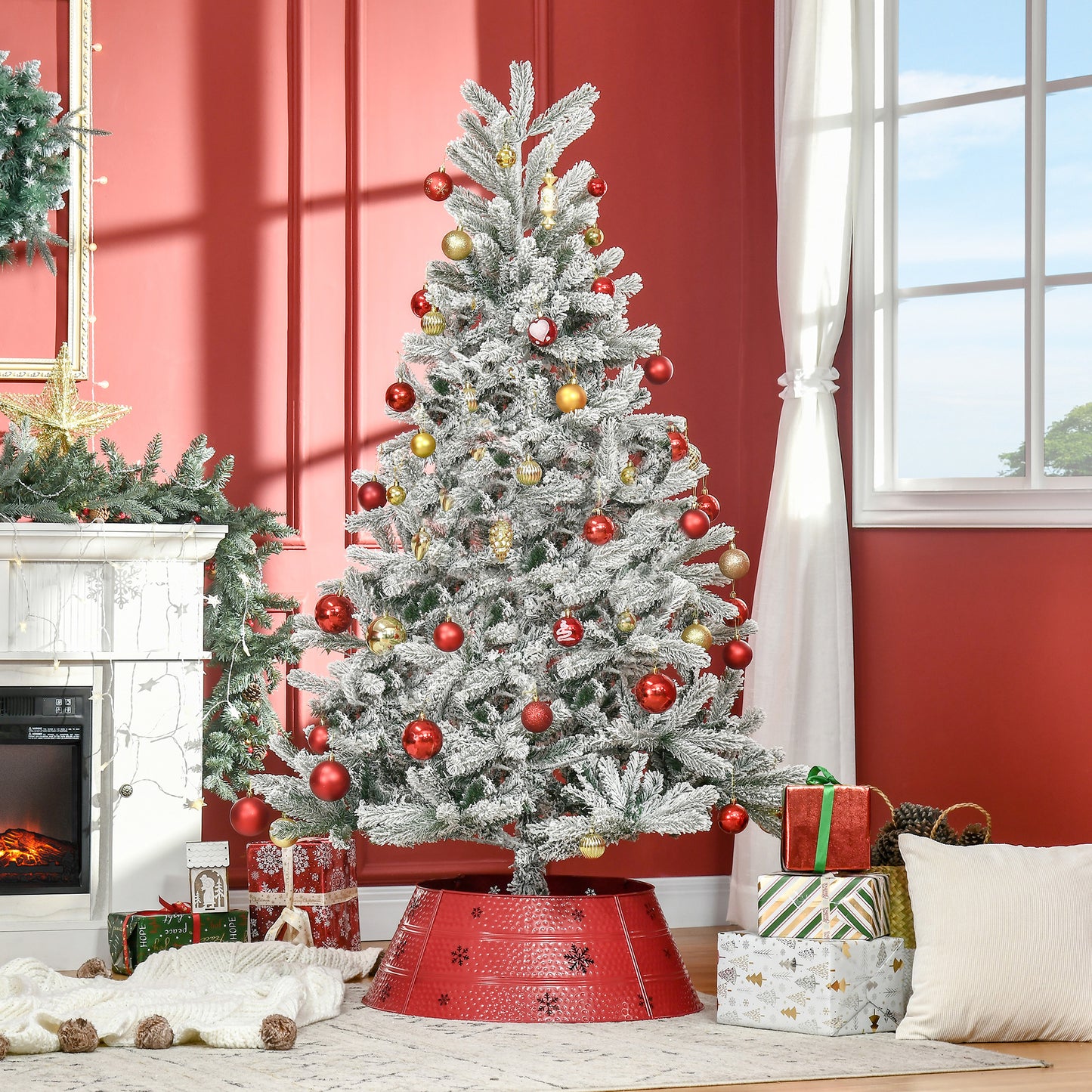 Kunstkerstboom – Nepboom – Sneeuwboom – Kerstboom Wit – Imitatie Nordmann – 180 Cm Hoog – 521 Sneeuwtakken
