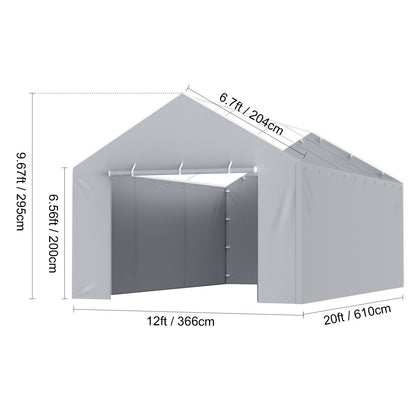 Zijwand Carport – Zijwand Tent – Garagewand – Tentwand – Carport Afdekzeil – Waterdicht en UV-bestendig – Stevig PE Geweven Materiaal (12 x 20 ft)