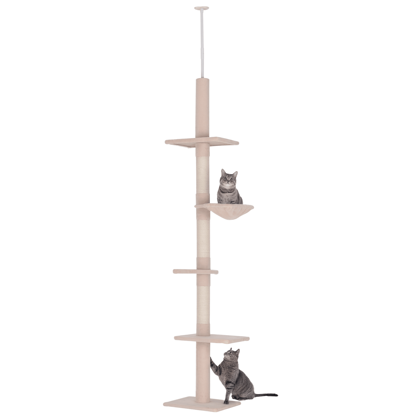 Krabpaal – Krabboom – Kattenboom – Klimpaal – Kattenmeubel – Verstelbaar 230-260 cm – Stevig Sisal Ontwerp Beige