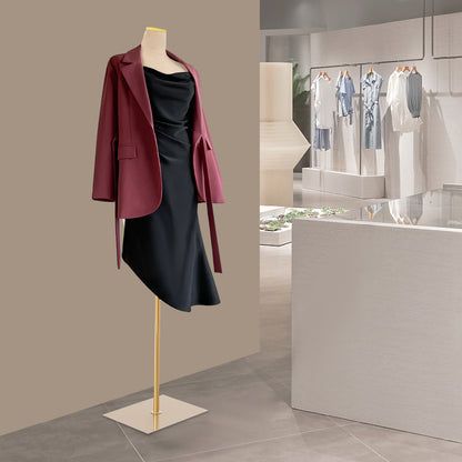 Female Mannequin Model with Stand - Height Half-Length Dress Form Suitable for Sewing,, Tailoring, Dressmaking & Retail Display - Sturdy PU/Suede/Metal/PE, Garment Display Mannequin