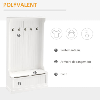 Halmeubel – Kapstok – Zitbank – Opbergmeubel – Schoenenkast – Licht Beige – 5 Dubbele Haken – Anti-Kantelbeveiliging