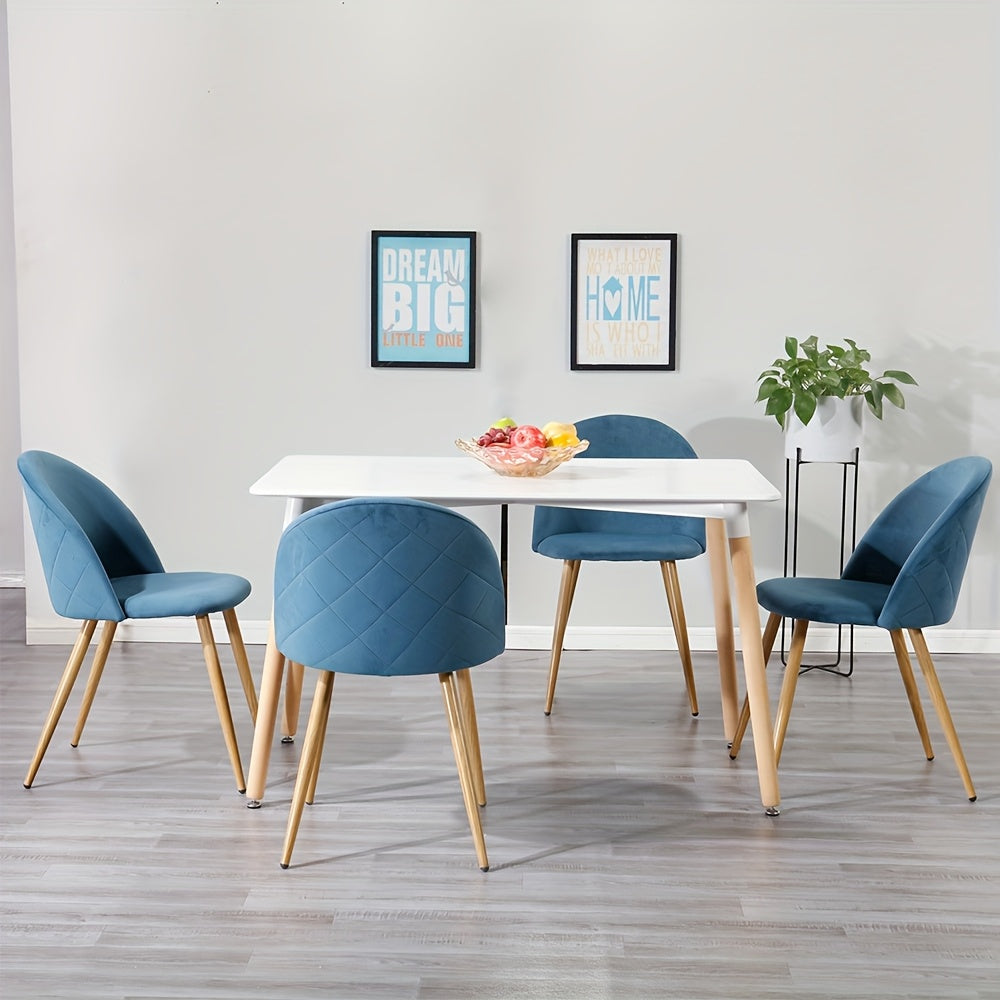 Stoelen – Eetkamerstoelen – Kuipstoelen – Vouwstoelen – Fauteuils – Fluwelen Bekleding – Stevig Metalen Frame – Set van 4 – Blauw