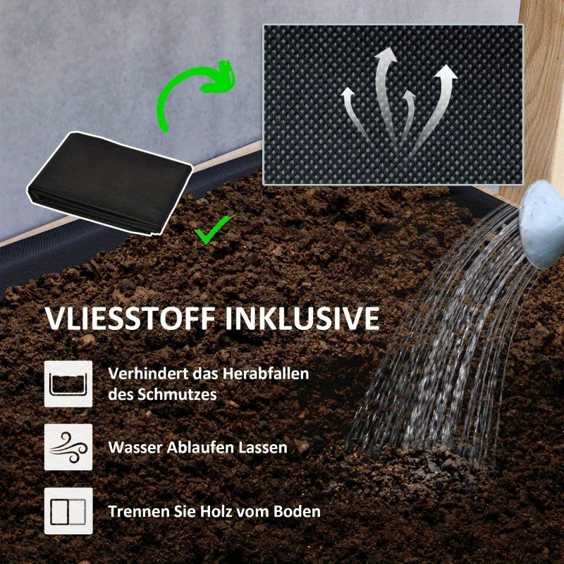 Verhoogde Plantenbak – Tuinbak – Kweekbak – Bloembak – Kruidenbak – 4 Laags – Natuurlijk Hout & Duurzaam Kunststof – Met Afwatering – Binnen en Buiten Geschikt