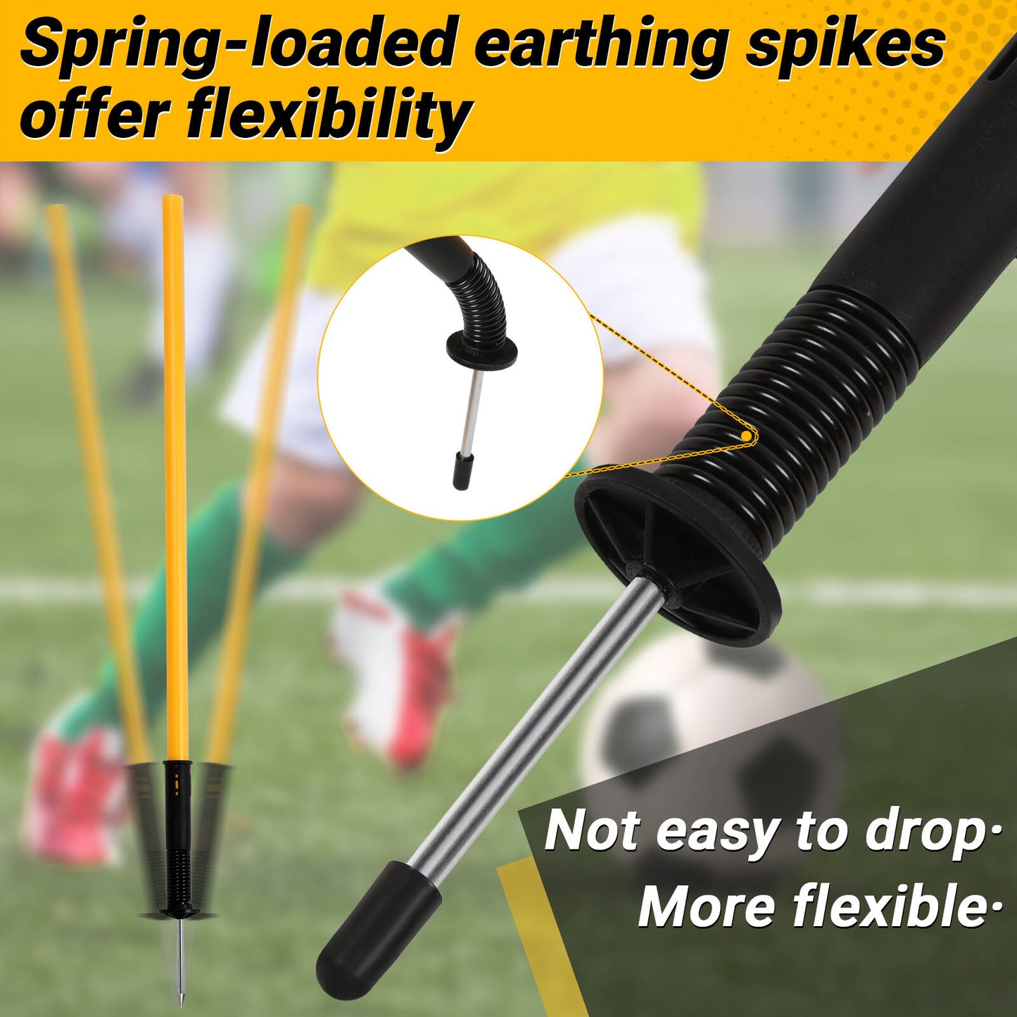 Voetbal Trainingspalen – Agility Poles – Slalom Pionnen – Wendbaarheid Spelershulpmiddel – 6 Stuks Set – 180 cm Lang – Duurzaam Kunststof – Inclusief Draagtas
