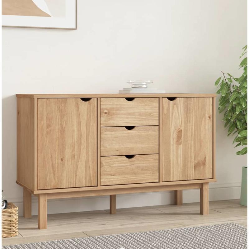 Kast – Opbergkast – Dressoir – Sideboard – Buffetkast – Variant Brun – Compact Formaat 113,5x43x73 cm – Duurzaam Materiaal Met Warme Beige Houtnerf Afwerking
