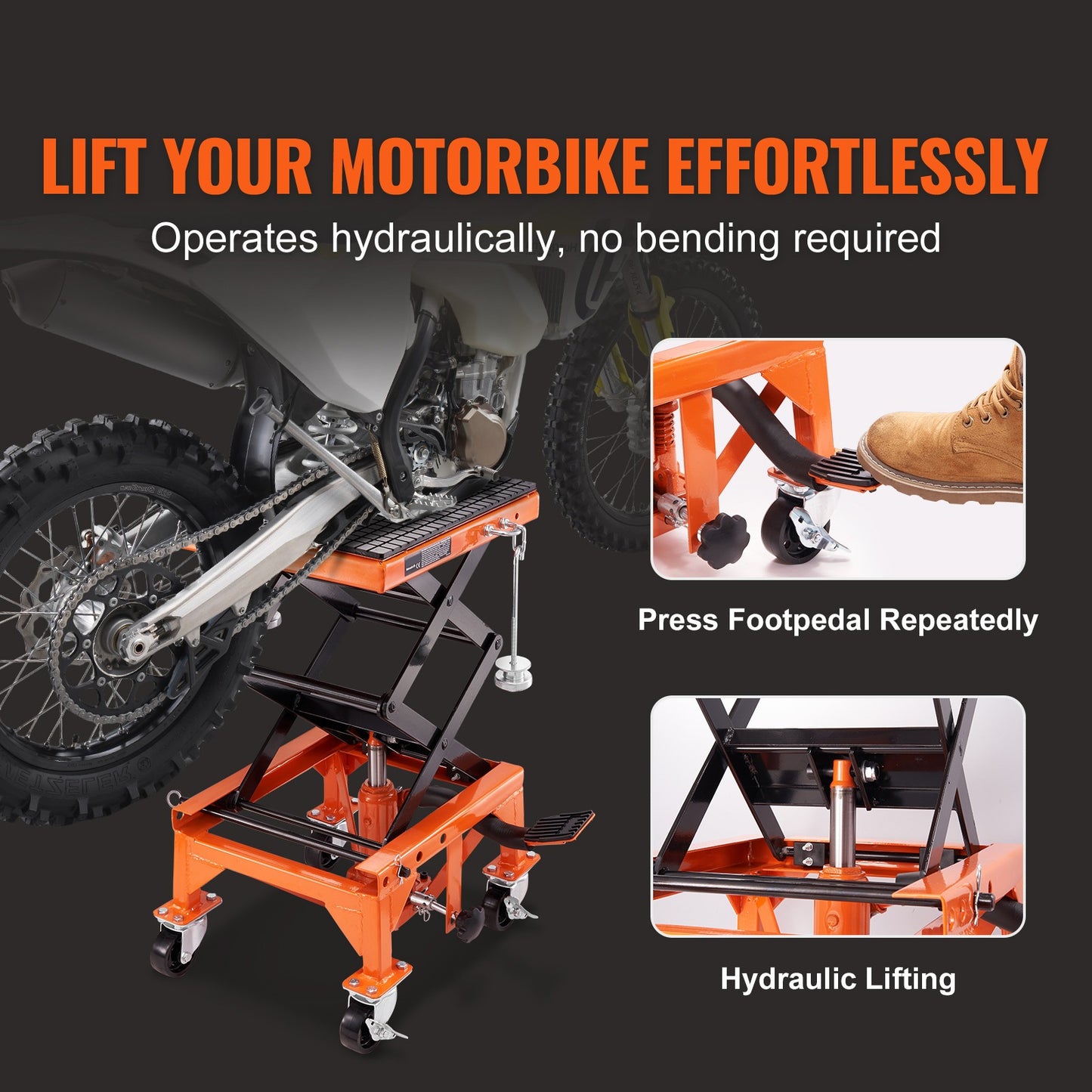 Hydraulische Motorlift – Motorbok – Motor Jacks – Motor Lifter – Motor Schaar – Instelbare Hefhoogte Tot 91 cm – Max. Draagvermogen 158 kg