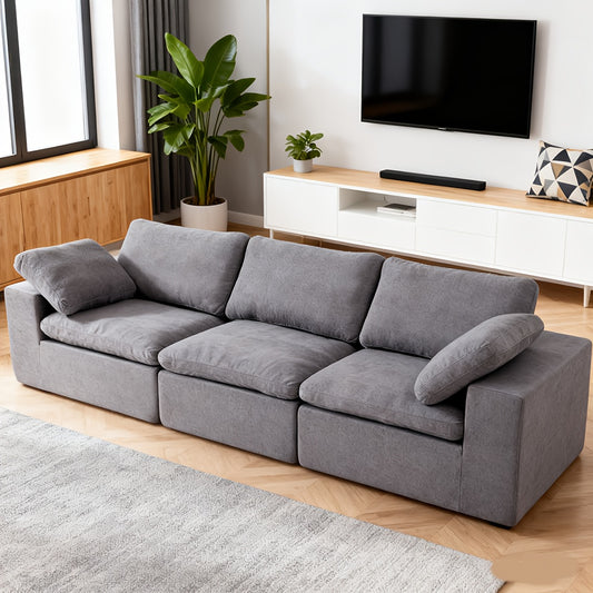 Wolkvormige Modulaire Bank – Slaapbank – Zitzak – Loungeset – Modulair Meubel – Grijs – Zachte Chenille Bekleding – Diepe Zitting
