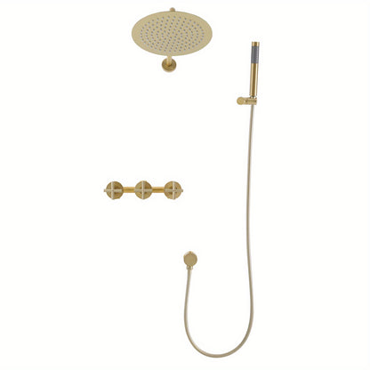 Large Wall-Mounted Rainfall Shower System & Handheld Spray - Stainless Steel Round Shower Head with Hose, Compatible for Bathrooms, Modern Spa Shower Kit (Wall Mounted, NPT 1/2")