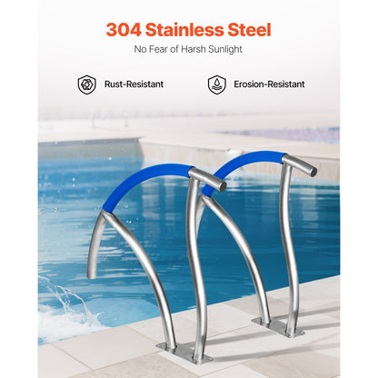 Zwembadtrapleuning – Pool Handrail – Zwembad Leuning – Trapleuning – Beugel – Roestvrij Staal – 76 cm Hoog – Draagvermogen 170 kg