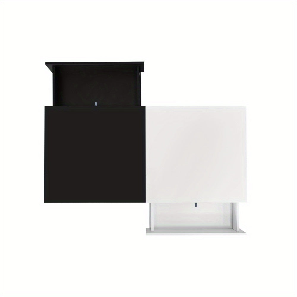 Salontafel – Koffietafel – Woonkamertafel – Bijzettafel – Tafel – Zwart-Wit Design – Hoogglans Tafelblad – Compact 100x48x40 cm