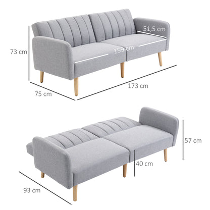 2-Zitsbank – Tweezitsbank – Loveseat – Bankstel – Slaapbank – Lichtgrijs – Scandinavisch Design – Verstelbare Rugleuning 3 Posities