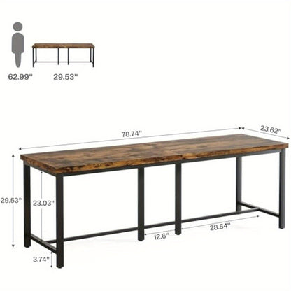 Studietafel – Bureau – Computertafel – Werkplek – Thuiswerkplek – Extra Lang 199,9 cm – Dubbele Werkruimte voor 2 Personen – Hout Zwart en Bruin