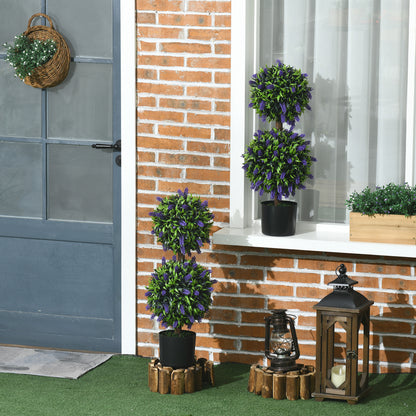 Kunstlavendel – Nep Lavendelplant – Sierplant – Kunstbloemen – Kunstplant Set – UV-Bestendig – 70 cm Hoog – Met Cementpot