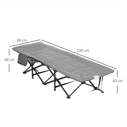 Campingbedje – Reisbedje – Campingbed – Vouwbed – Ligstoel – Aluminium Frame – Inklapbaar Met Bekerhouder – Max 120 Kg – 68x186x48 Cm – Zwart