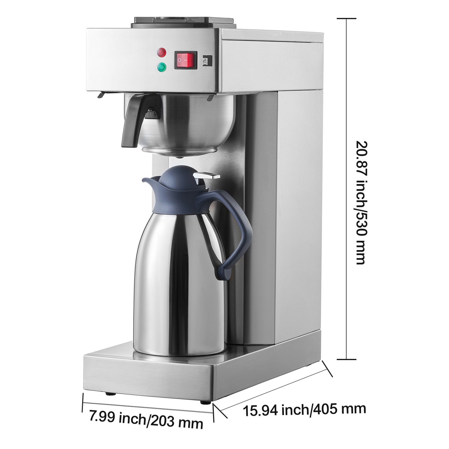 Filterkoffiezetapparaat – Koffiezetter – Koffiemachine – Dripkoffiezetter – Thermoskan – 12 Kopjes Capaciteit – Roestvrijstalen Behuizing