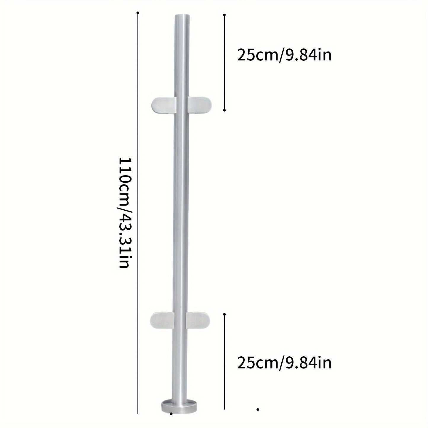 Balustradepaal – Balustradepilaar – Leuningpaal – Balustrademontage – Trapbaluster – RVS 316 Hoogwaardige Kwaliteit – 110 Cm Hoogte, Roestvrijstaal
