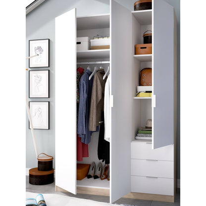 Wardrobe 3 Doors in Front of Astru, Mobile Hangers for Bedroom, 3-Drawer Wardrobe, 121X52H184 Cm, Available in 3 Colors