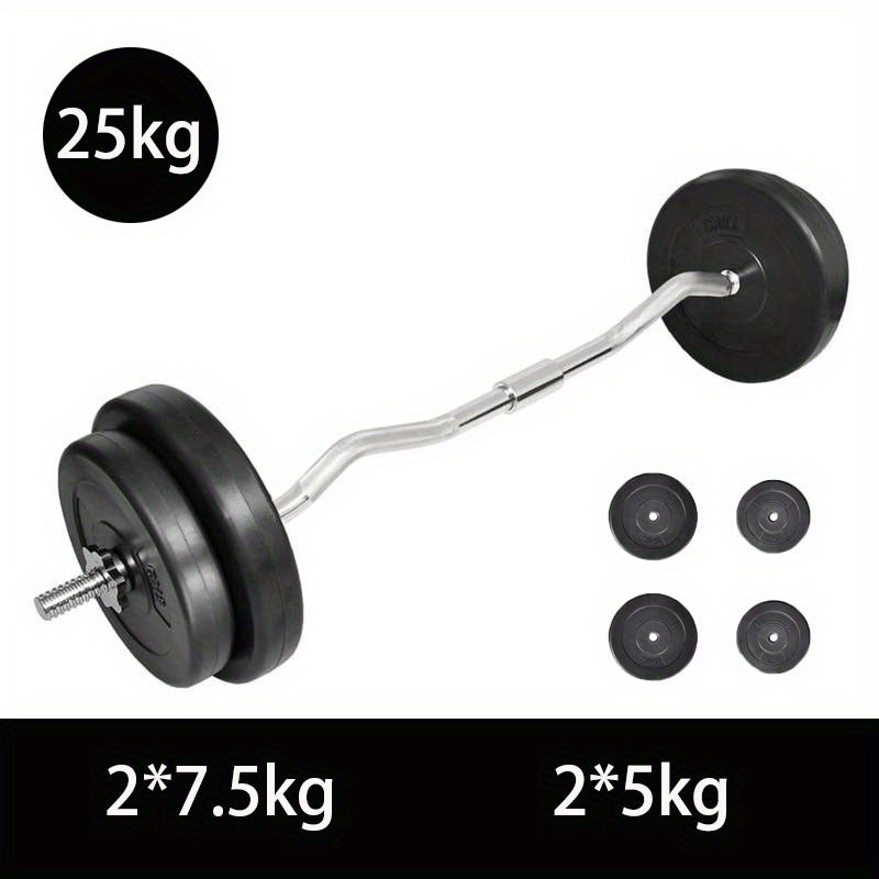 Dumbbell Set – Halterset – Gewichten Set – Curl Bar – Fitness Set – 30 kg Totaalgewicht – Duurzaam Polypropyleen