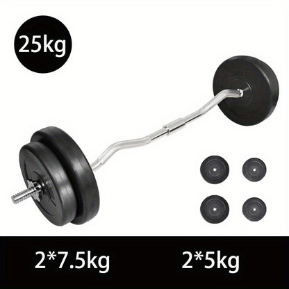 Dumbbell Set – Halterset – Gewichten Set – Curl Bar – Fitness Set – 30 kg Totaalgewicht – Duurzaam Polypropyleen