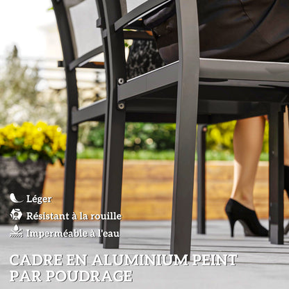 Tuinstoelen – Tuinmeubilair – Balkonstoelen – Terrasstoelen – Buitenstoelen – Aluminium Frame – Houten Look Armleuningen