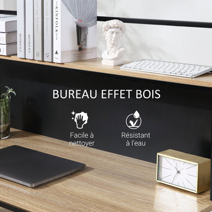 Computertafel – Bureau – Computerbureau – Bureautafel – Laptoptafel – Industrieel Design – Groot Werkblad 120x53 cm – Zwart Metalen Frame & Licht Eiken