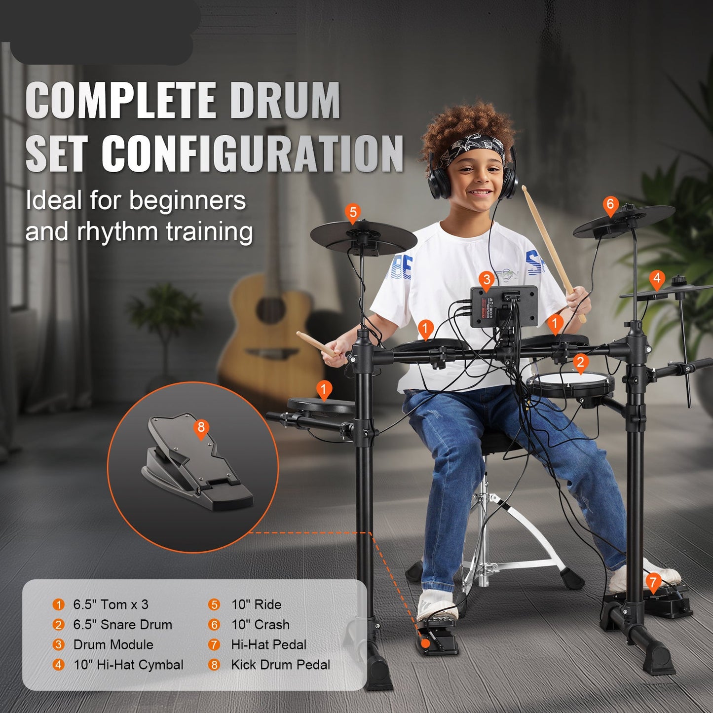 Elektronische Drumstel – Elektrische Drums – E-Drumkit – Digitale Drumset – Draagbare Drumset – 150 Geluiden – Stil Mesh Snare & Siliconen Toms