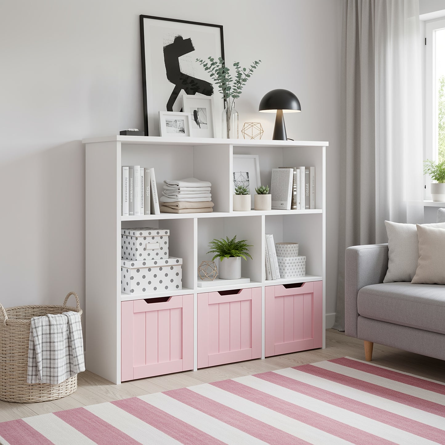 Draaikastje – Opbergkast – Verrijdbare Kast – Ladenkast – Houten Kast – Roze – 3 Lagen Met Lades – Duurzaam Hout Met Wieltjes