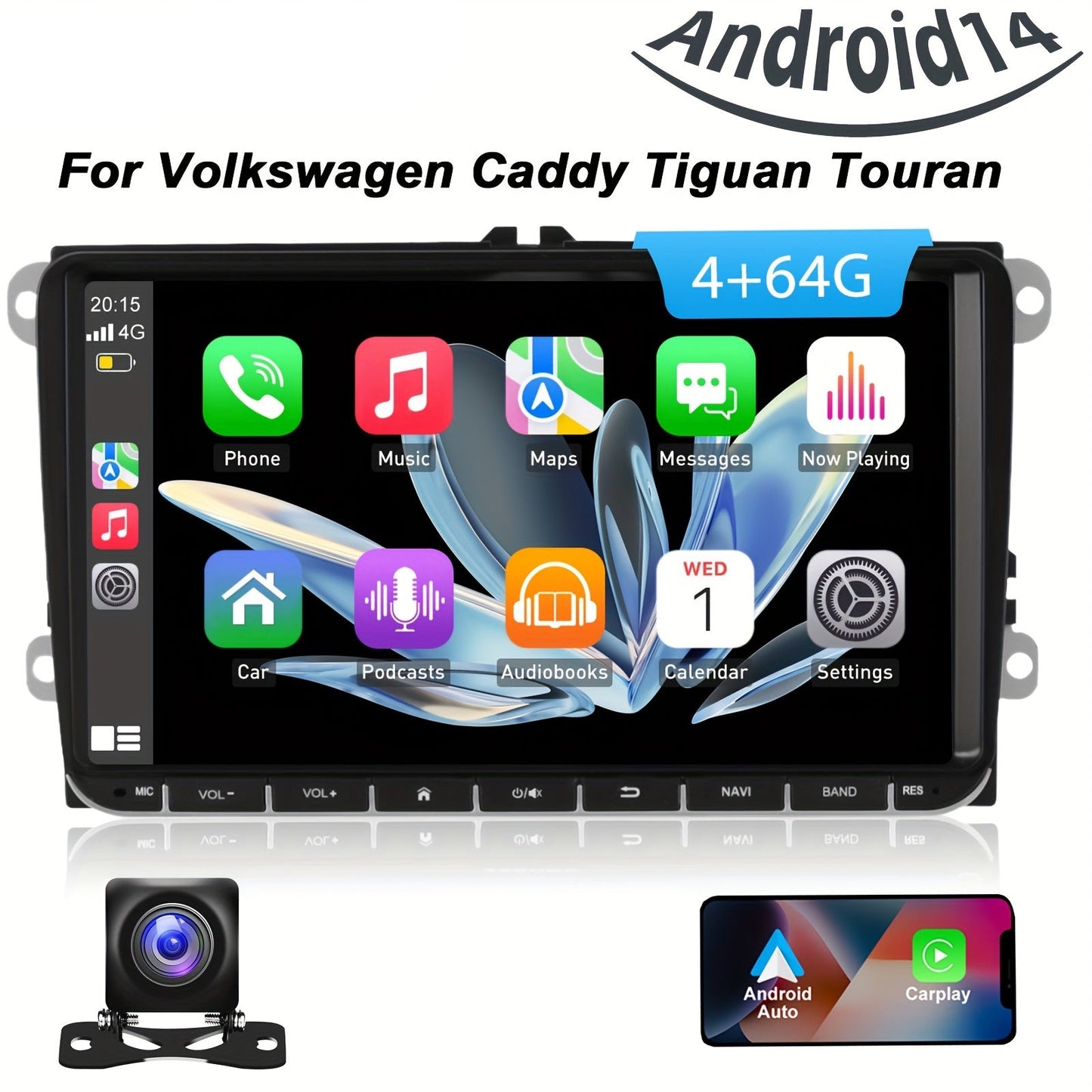 Autoradio – Headunit – Multimedia Systeem – Auto Stereo – Touchscreen Radio – 7 Inch HD IPS – Android 14 Met Draadloze CarPlay & Android Auto