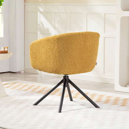 Draaifauteuil – Fauteuil – Lounge Stoel – Zithoekstoel – Kunstlederen Stoel – Gele Bekleding – Draaibaar 360 Graden – Ergonomische Zitschaal